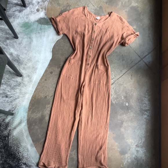 Billabong Badlands Jumpsuit Size L large Romper cotton gauze Peach - Picture 4 of 16
